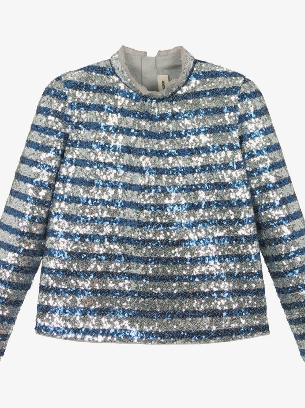 Zadig & Voltaire Kids Sequin Stripe Top - Blue & Silver